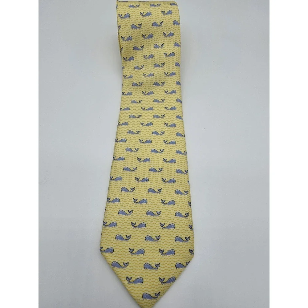 Tommy Hilfiger Men's Geometric Whale Tie 100% Italian Silk 57